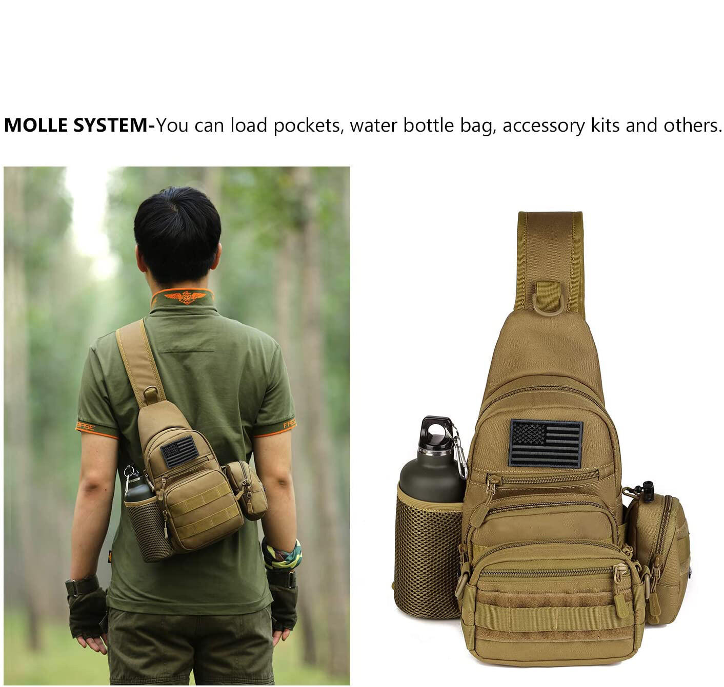 Tactical Backpack Sling Bag Men Military Crossbody Pack Chest Shoulder Backpack