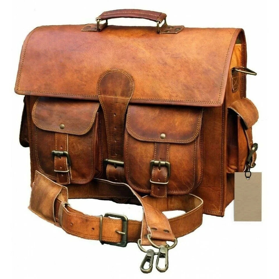 Genuine Messenger Men’s Vintage Briefcase Satchel Handmade Travel Ready Bag