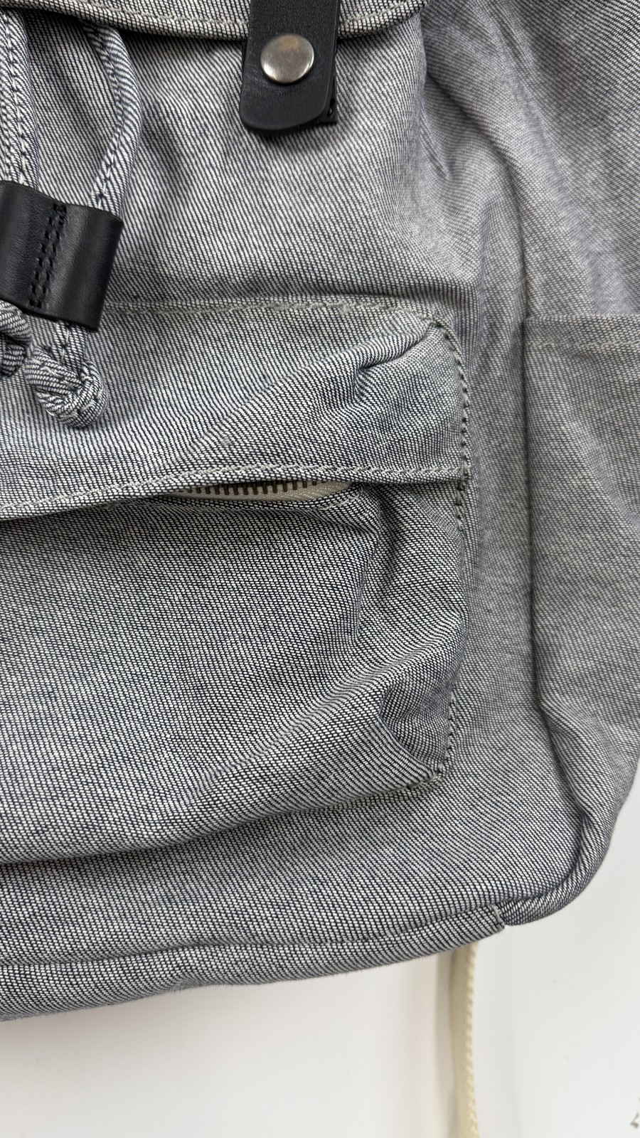Everlane Backpack Mens Gray Cotton Drawstring Flap Pocket Casual Canvas Bag
