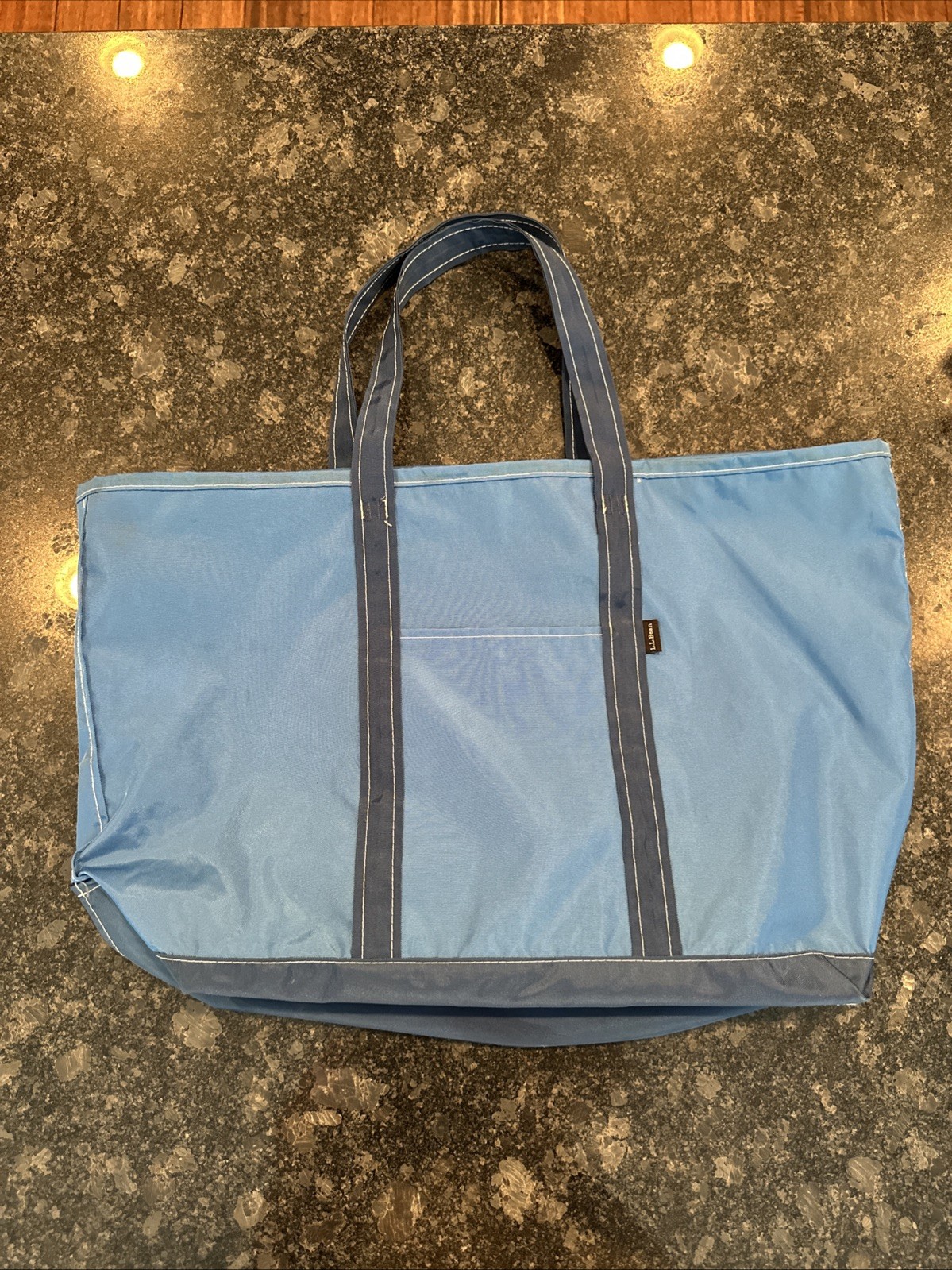 Vintage LL Bean NYLON Boat And Tote Bag Zippered Blue White Stripe Rare 80s 90s