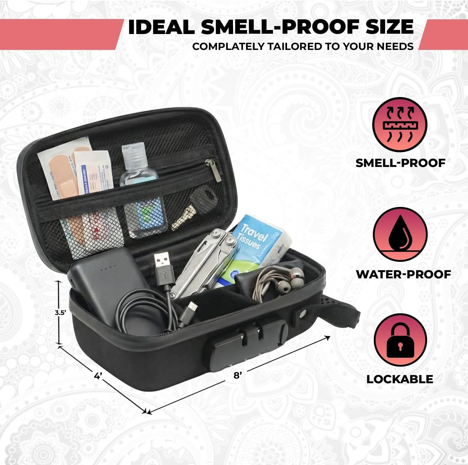Smell Proof Bag with Combination Lock Tobacco Pipe Pouch File Organizer