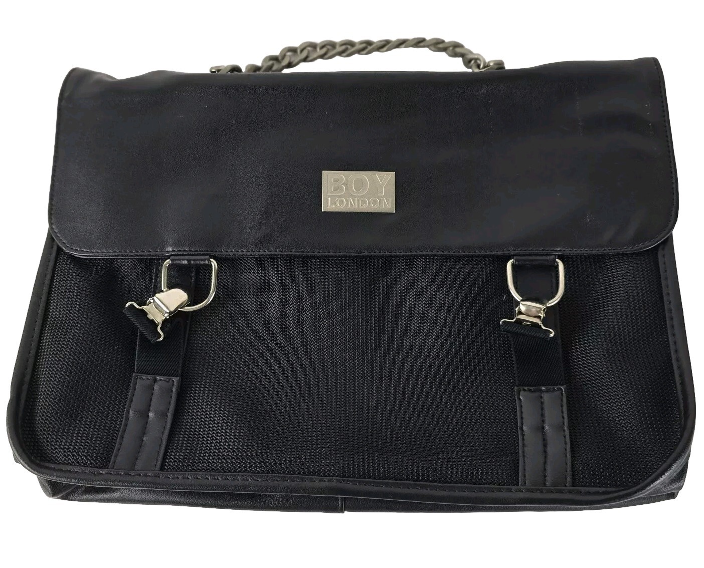 Boy London Briefcase , New Without Tags ,faux Leather, Metal Chain Handle.