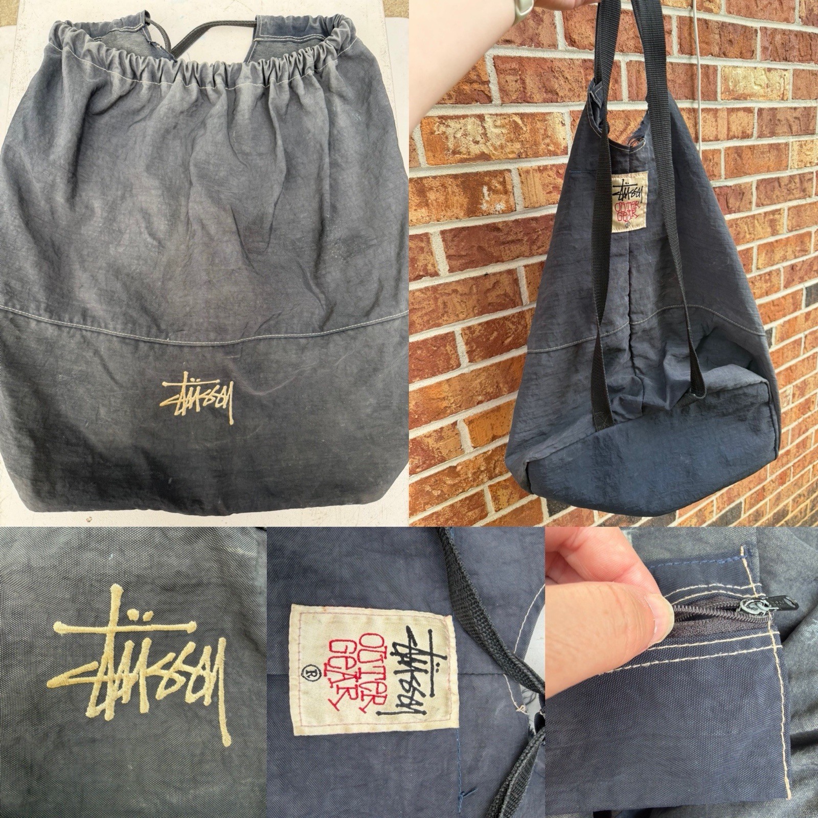 Rare Archival Vintage 90s Stüssy Outer Gear Oversized Nylon Sling Duffel Bag