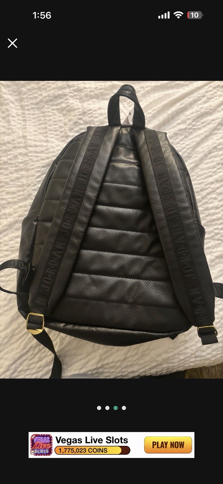 Jordan Backpack Black Gold Jumpman Zip Outer Pockets