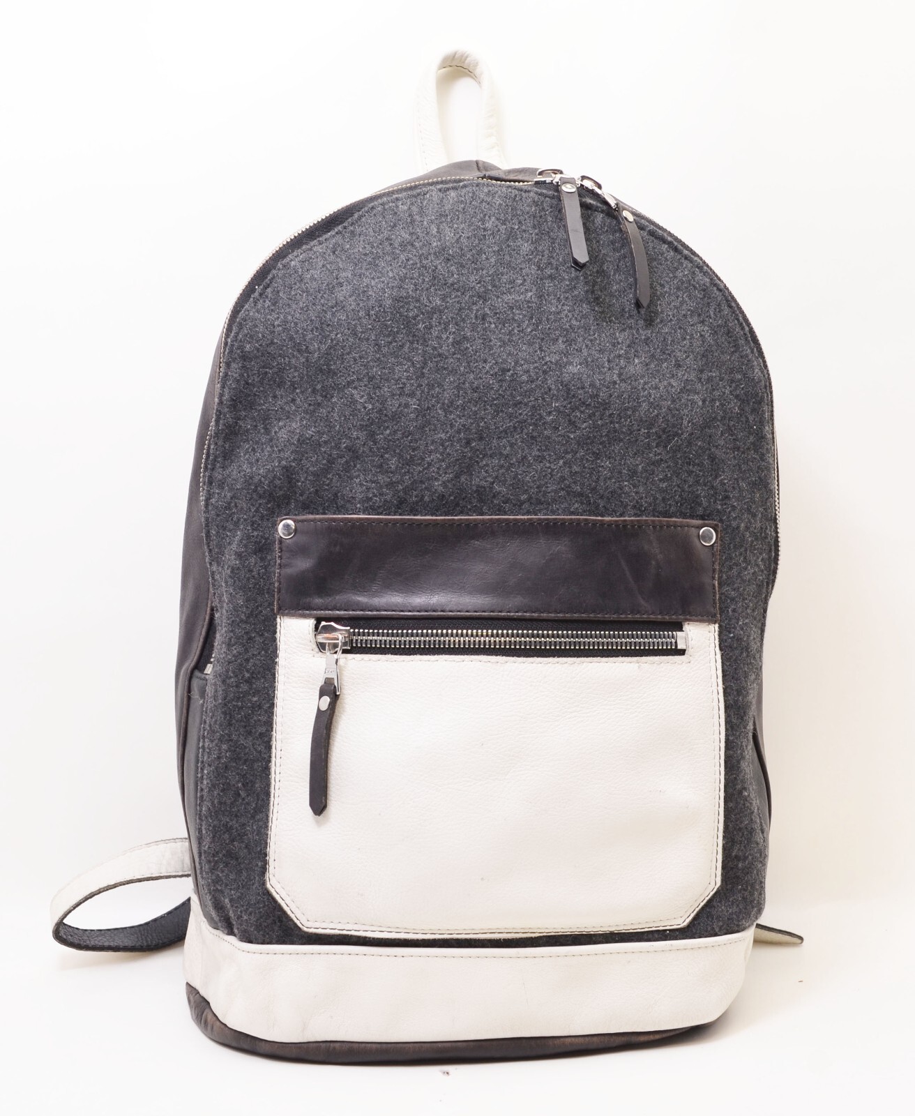 KHOI LE Rare USA Handmade Wool And Tumbled Cowhide Leather Collegiate Backpack