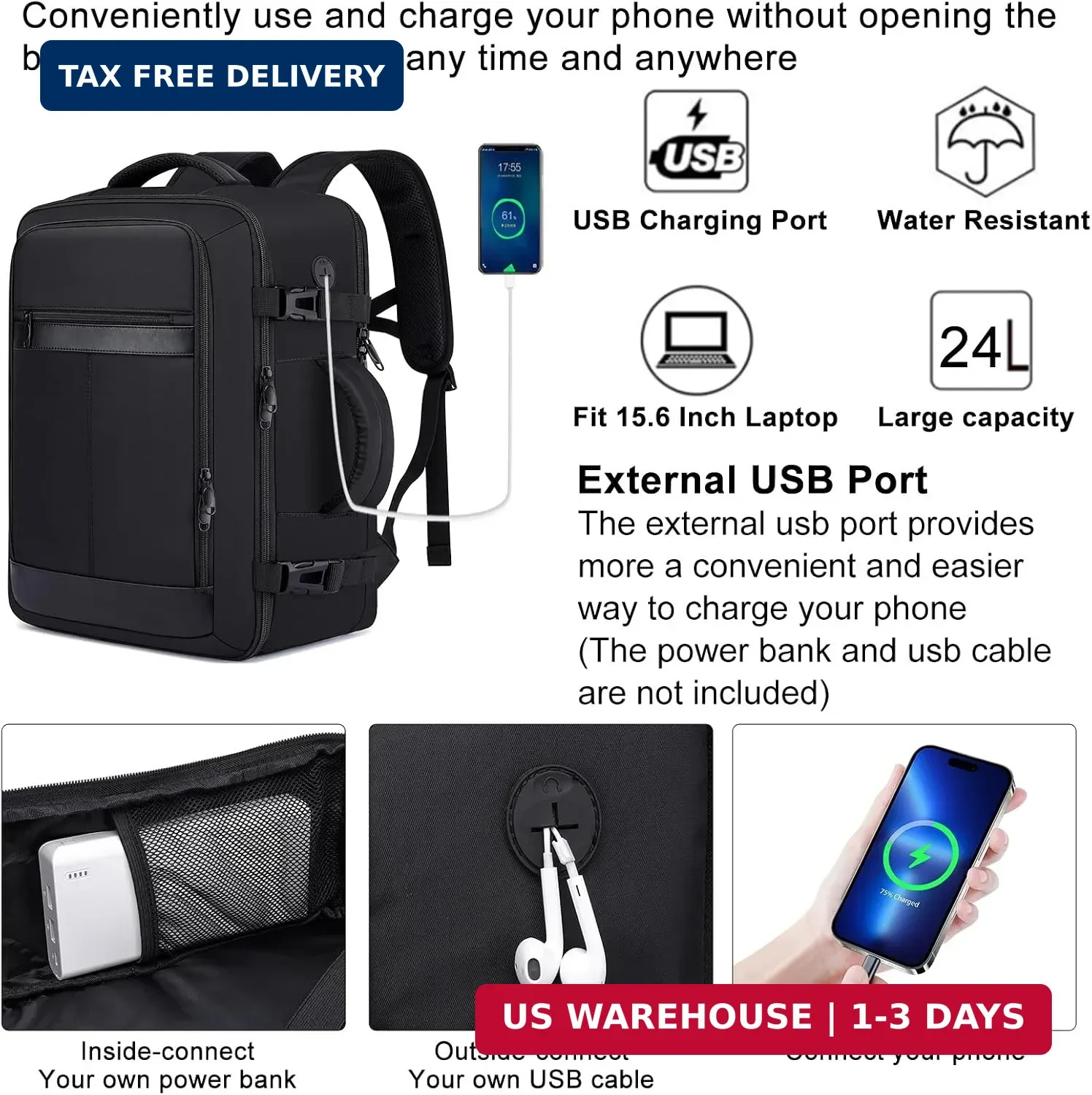 Travel Backpack for Men,Airplane Approved Carry On Backpack Suitcase with Shoe P