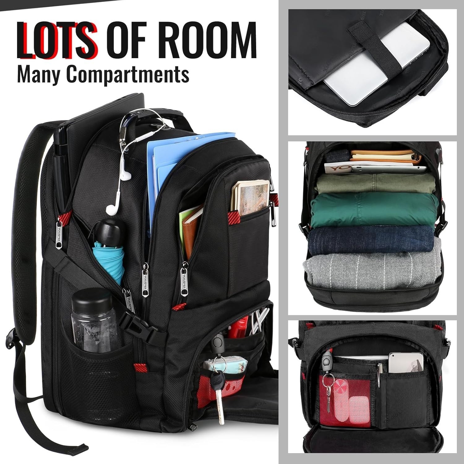 Women Men Water Resistant 17 Inch Laptop Bag Computer Travel Business Backpacks
