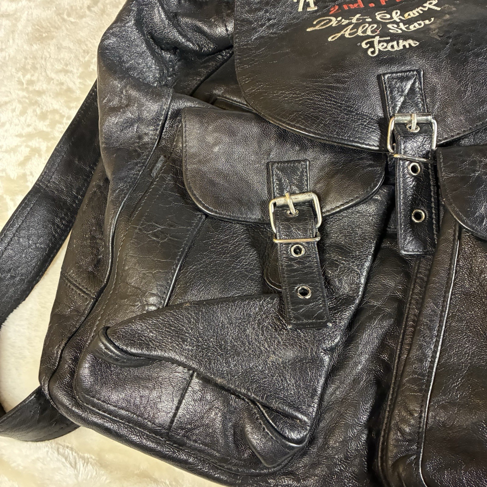 Vintage Avirex Black Leather Backpack NBA 71-72 2nd Place All Star Team