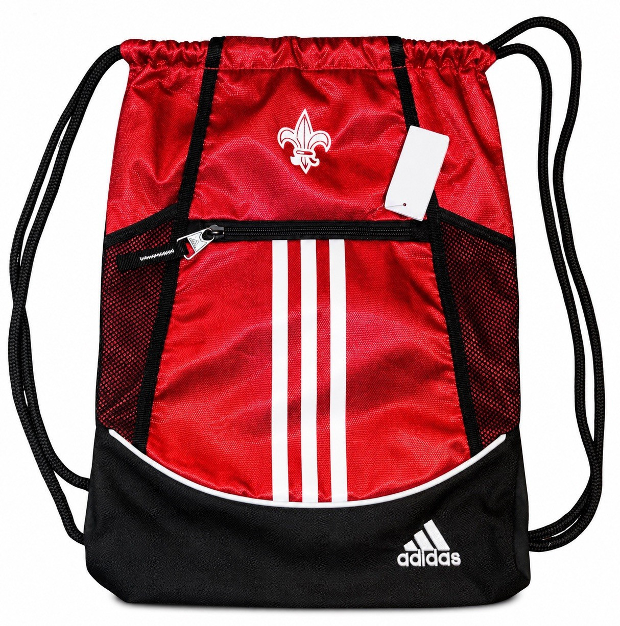 adidas Alliance II Large 20L Drawstring Gym Bag Zip Pocket Red Black White