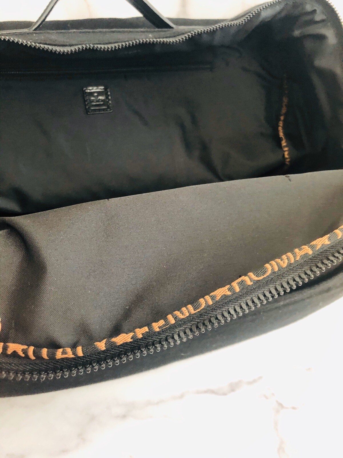 FENDI 100% Black Cashmere Logo Monogram Large Duffle Travel Bag