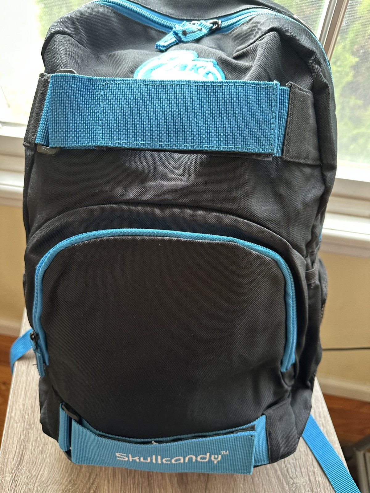 Skullcandy Backpack Blue And Black And Writing On back