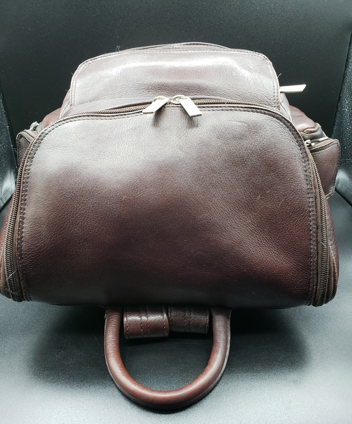 WILSONS LEATHER “Large Chocolate Brown Zippered Backpack” Adjustable Straps