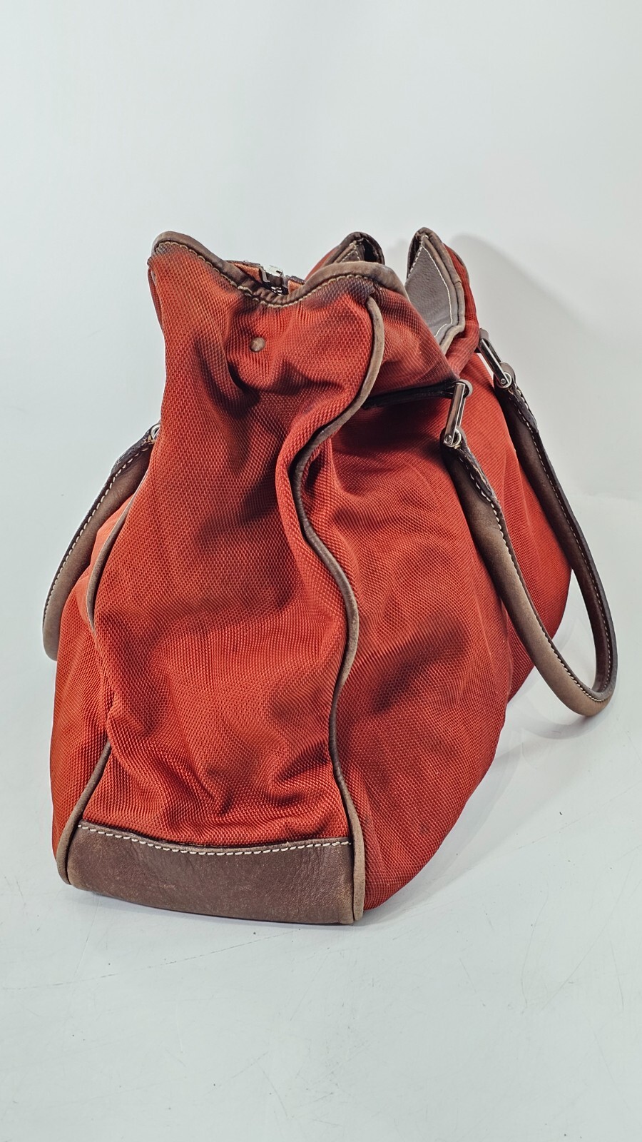 Cole Haan Mens Brown Leather Adjustable Strap Push Lock Messenger Bag/ Briefcase