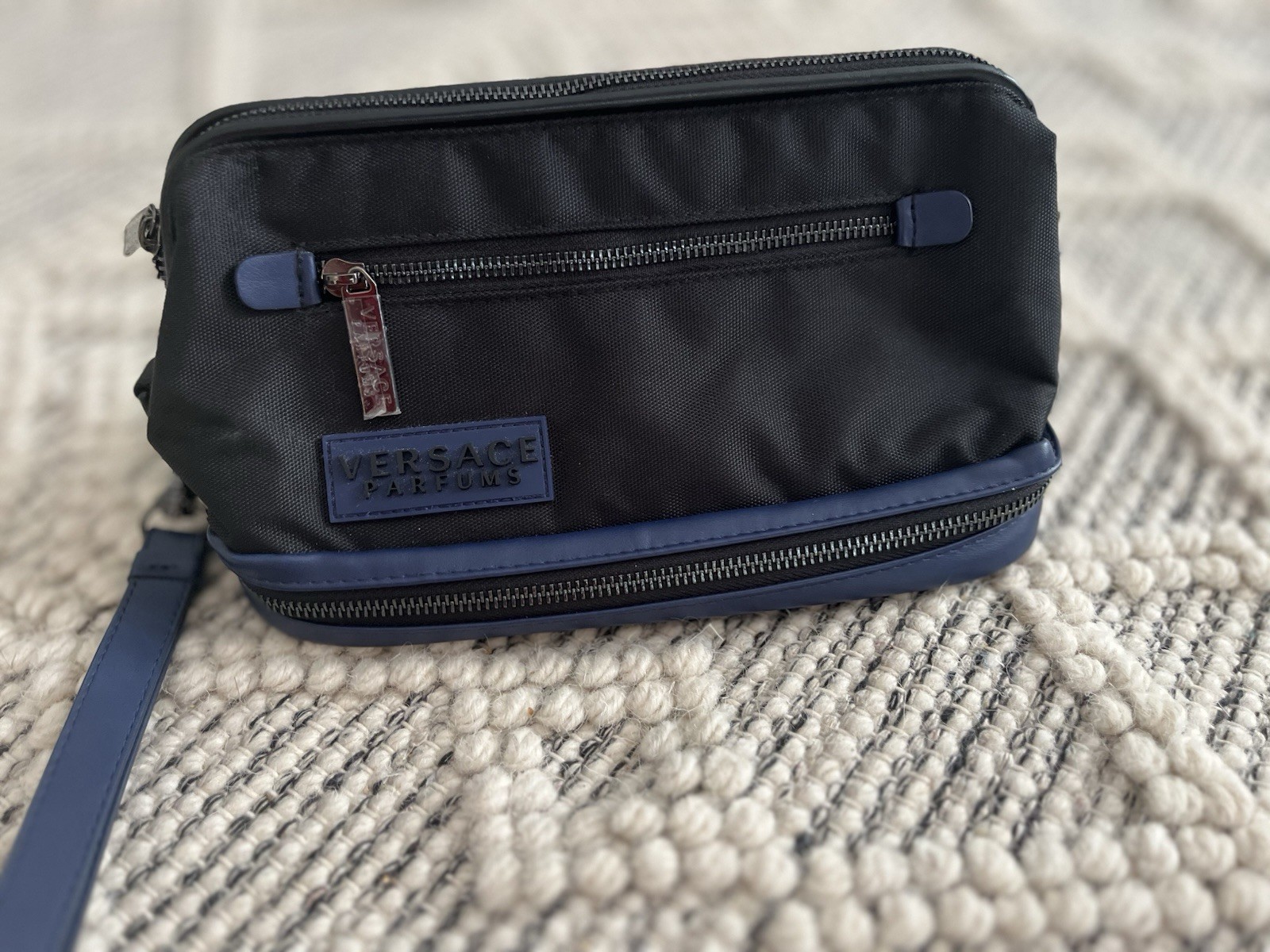 VERSACE PARFUMS BLACK & BLUE TOILETRY CASE TRAVEL BAG POUCH
