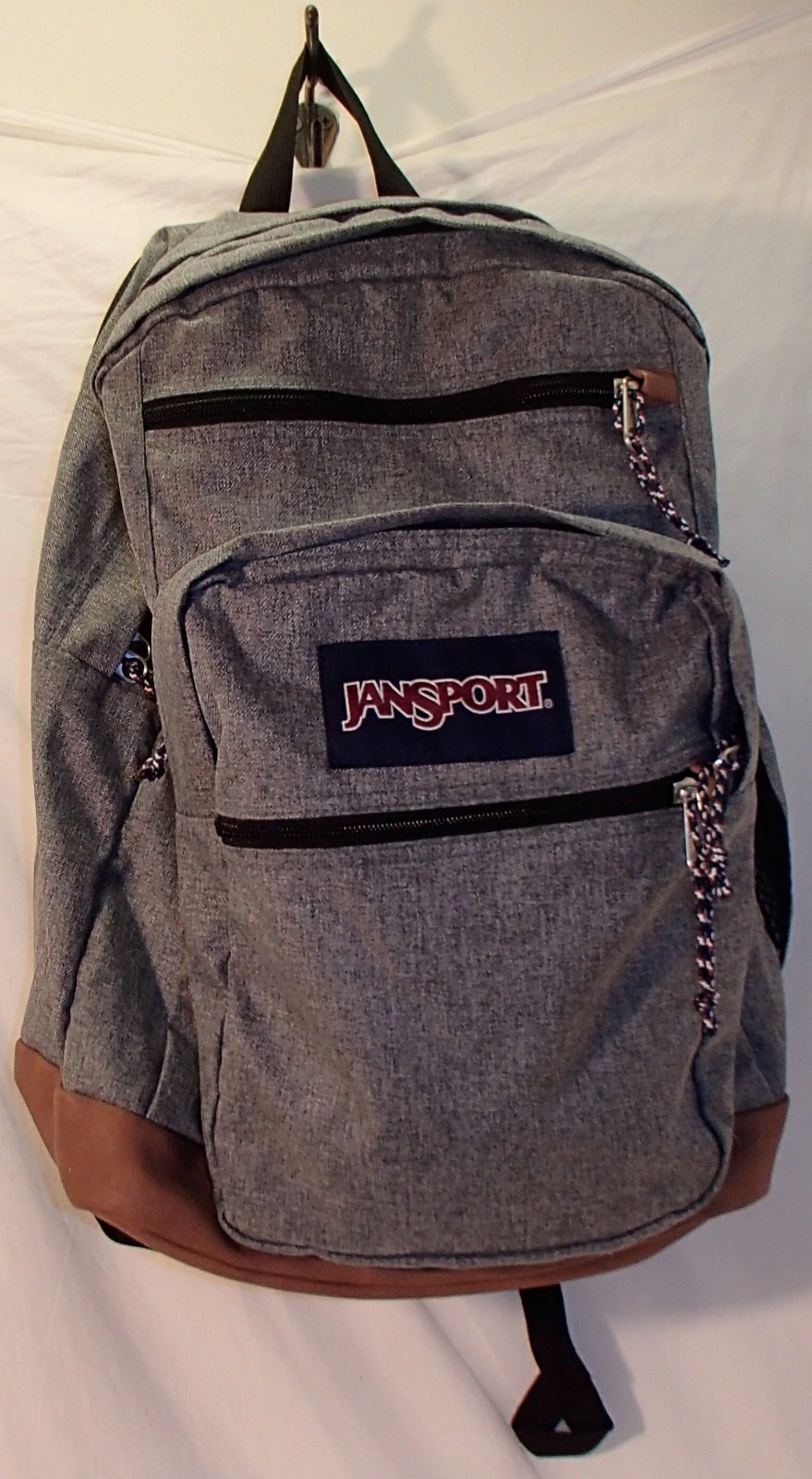 JanSport JS0A2SDD008 Cool Student Backpack – Grey/Faux Leather Base