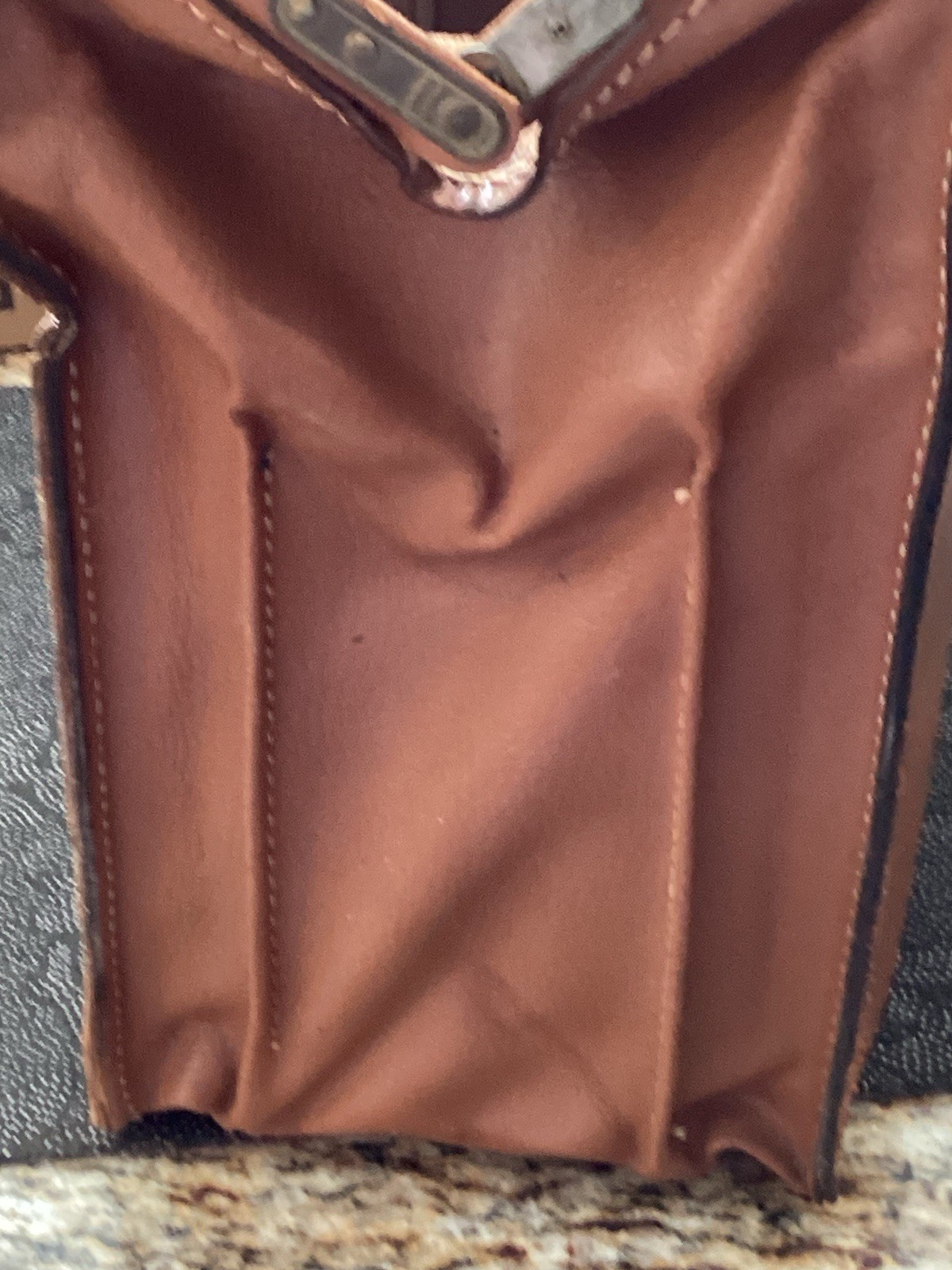 VTG Genuine Leather Split Cowhide Briefcase Wearbest Men’s Brown Expandable