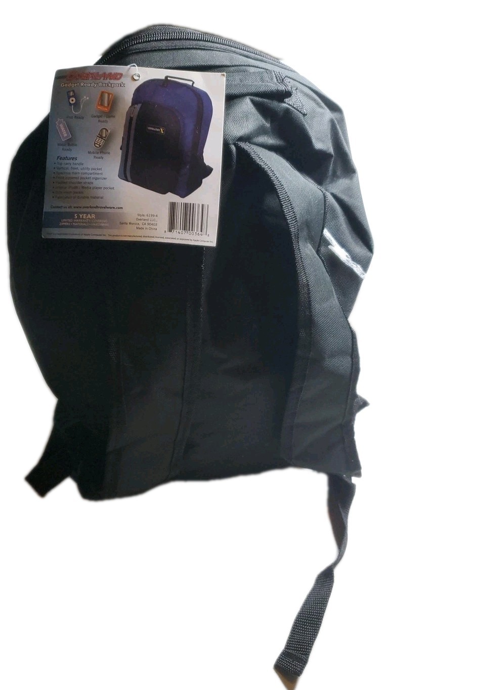 Overland Generation X Backpack Black New W/ Tags Travel School Hiking Laptop Bag