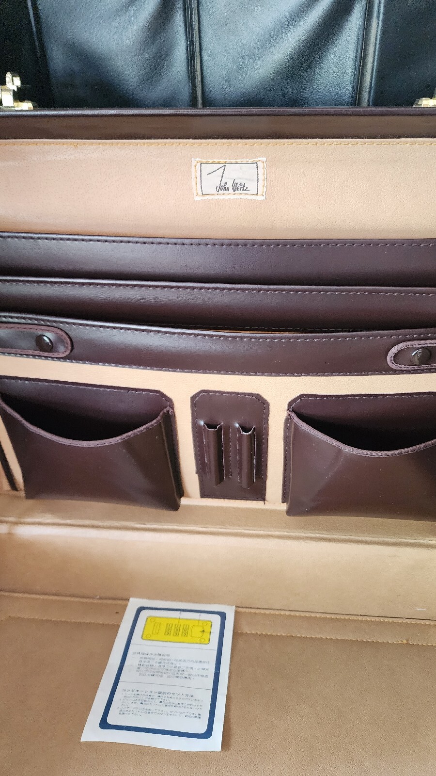 John Weitz Vintage Briefcase Leather, 3 Combo Lock, Brown Burgundy hinged, VGC