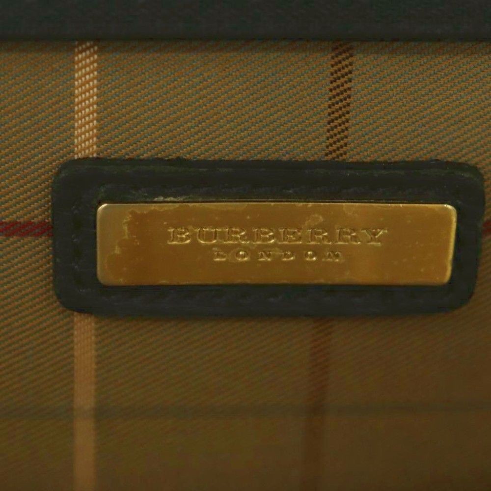 Authentic Burberrys Leather Briefcase Bag 42cm Black Damaged Condition