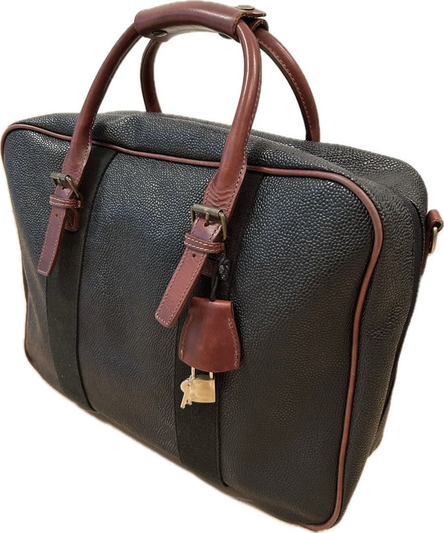 MULBERRY Briefcase Scotch grain leather Black Vintage Authentic From Japan