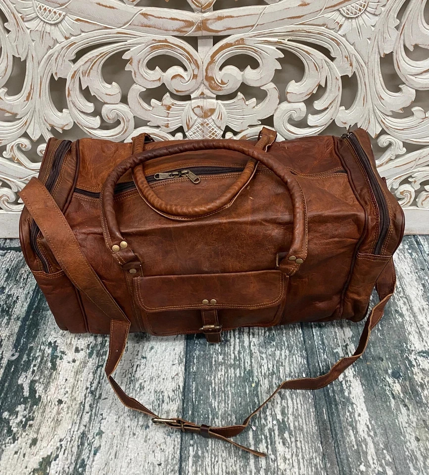 Leather Bag Travel Duffel Vintage Gym Genuine Men Overnight Luggage Handmade Men