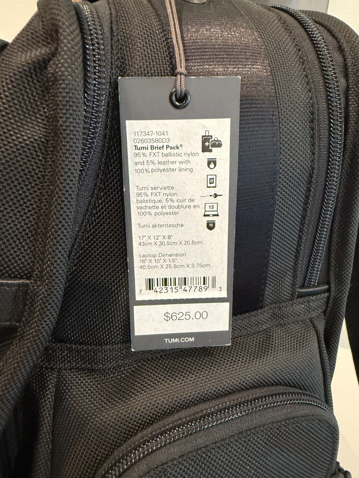 Tumi Alpha 3 Brief Pack backpack NEW WITH TAG 117347-1041