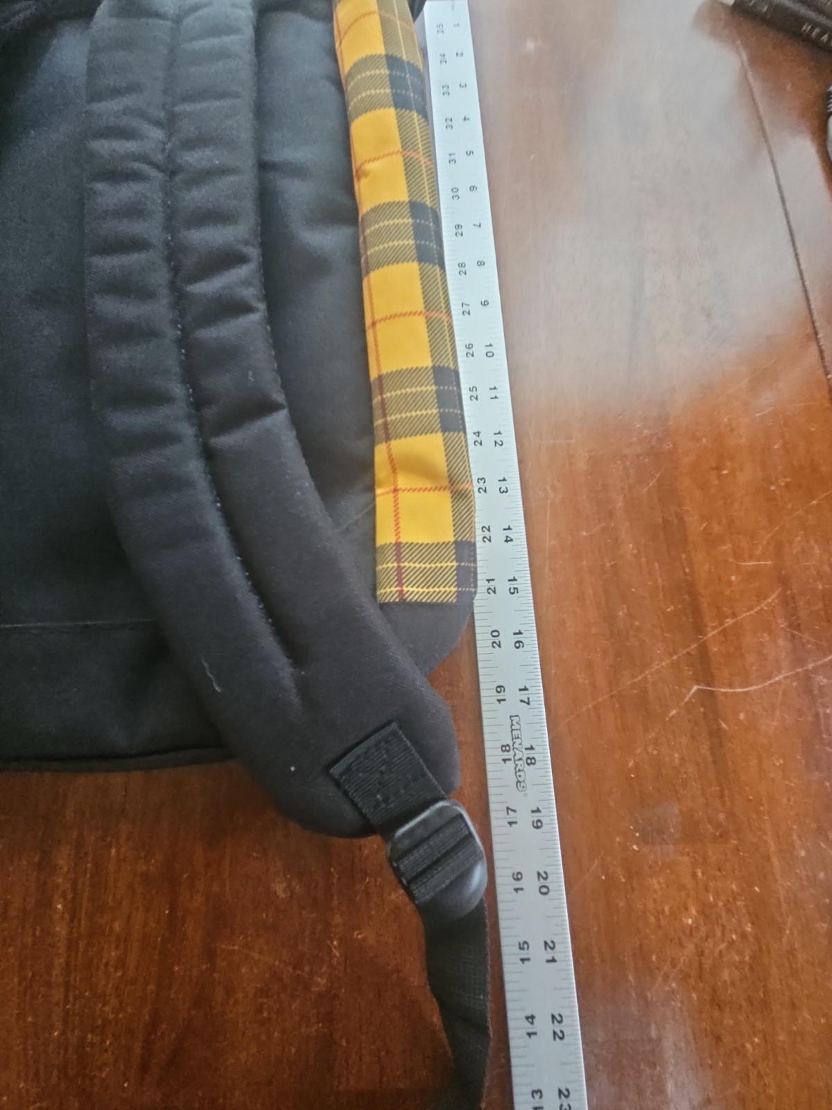 Dickies Backpack Black Yellow Plaid Flap Shoulder Adjustable Strap Drawstring