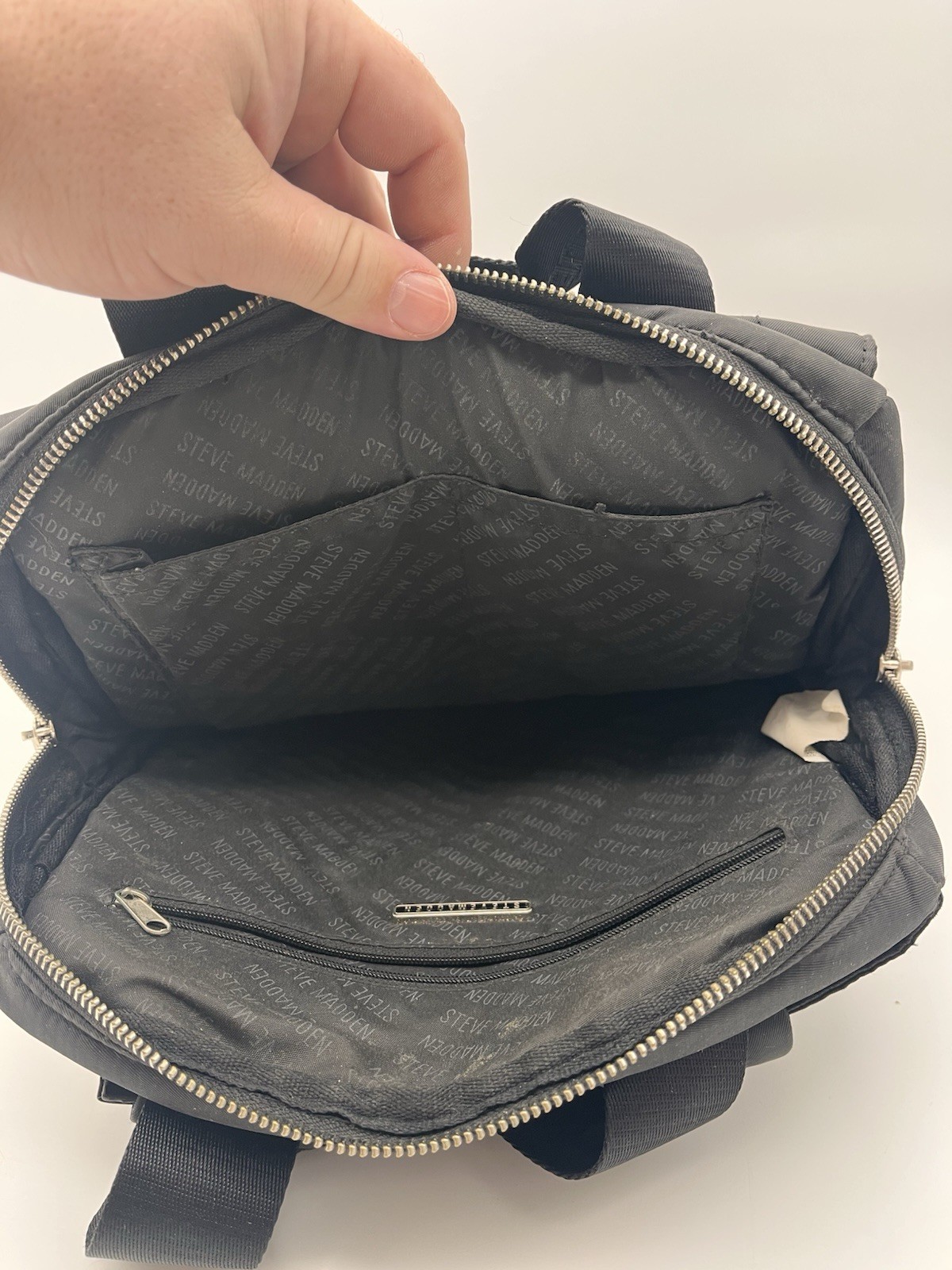 Steve Madden Black Backpack Unisex 4-Zip Compartments Casual Travel Bag