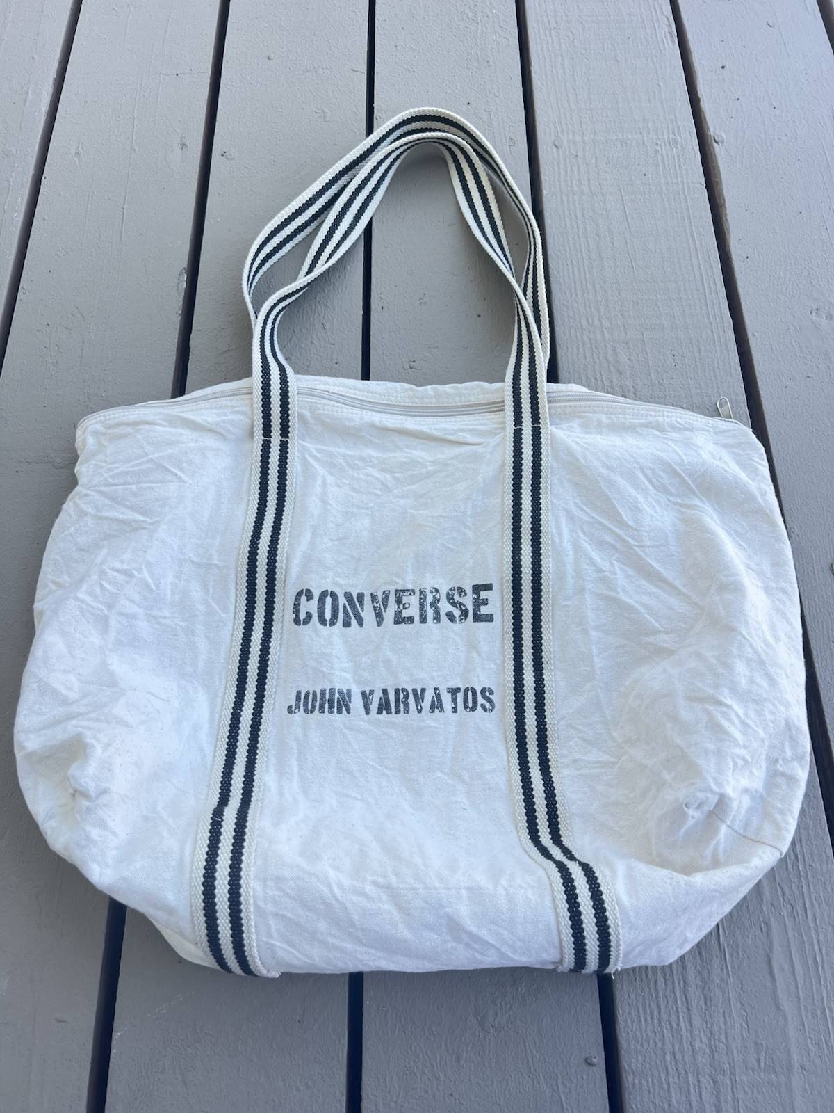 John Varvatos Dark Gray Canvas Weekender Tote Bag w/Strap.