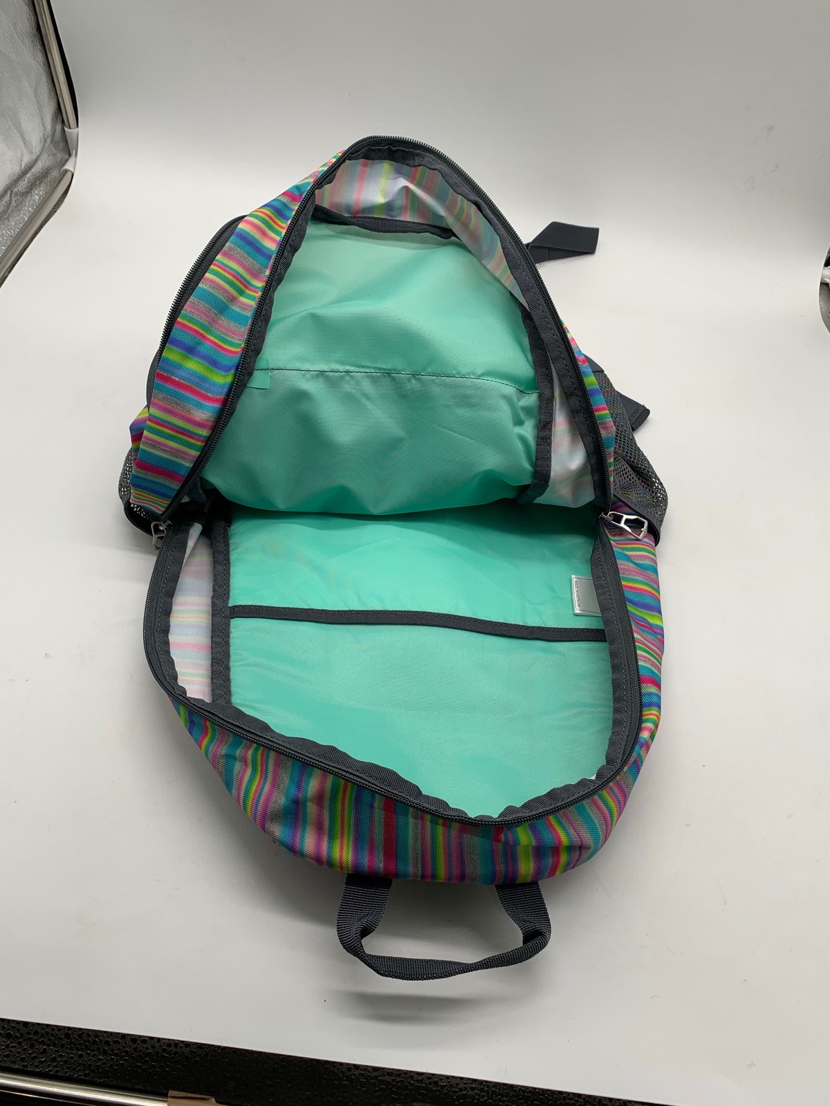 Adidas Backpack Unisex One Size Striped Multicolor Gray School Laptop Bag New