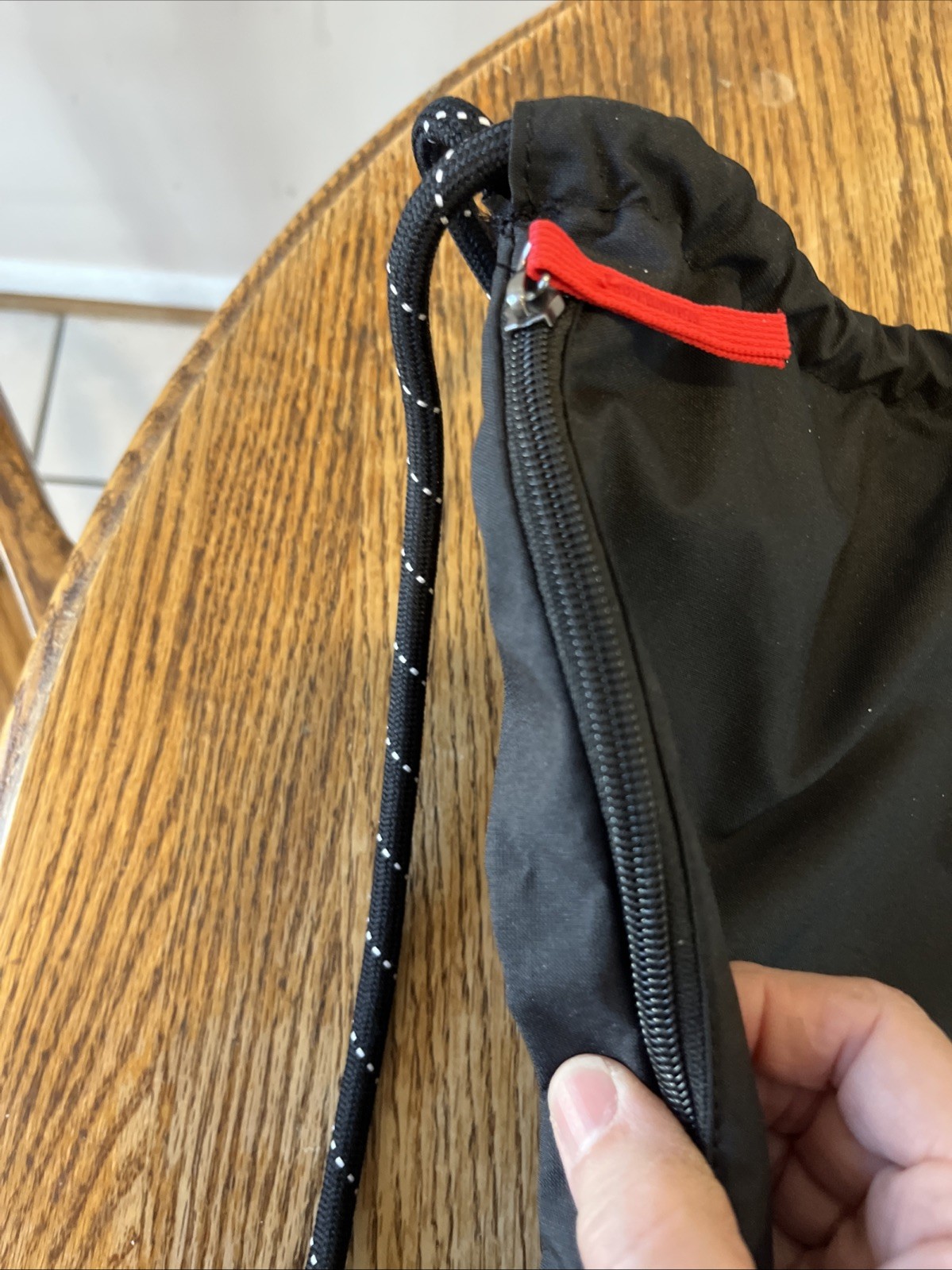 Nike Backpack Black 18″ Drawstring RN#56323 Zip Pocket Logo zipper pocket