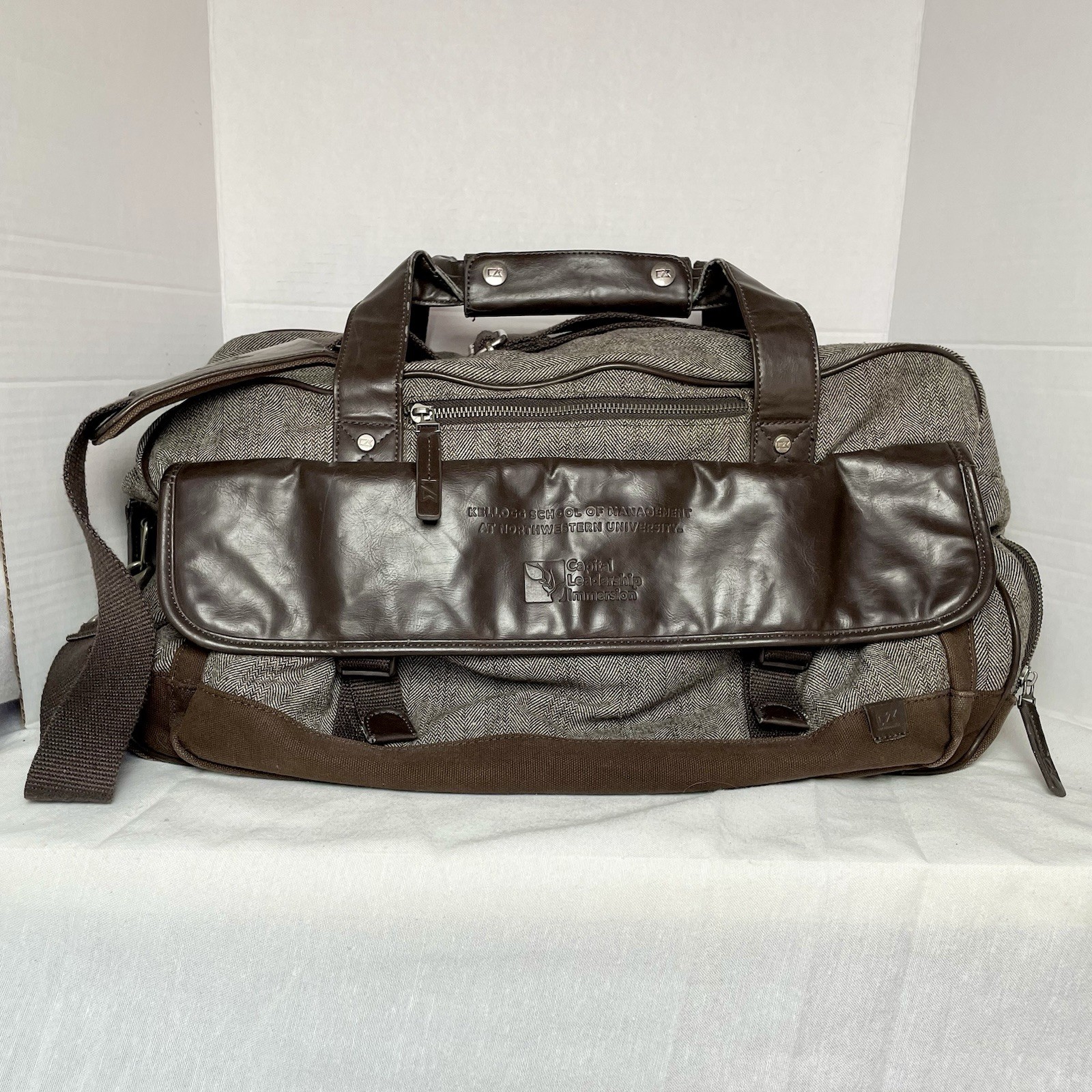 CUTTER & BUCK Pacific Fremont Brown Tweed Canvas Travel Duffel Bag Promotional