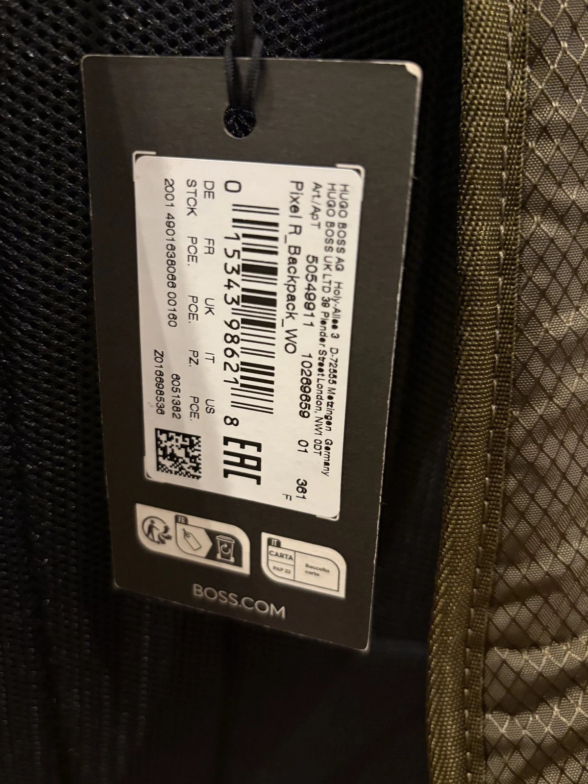 NWT Hugo BOSS Pixel Logo Backpack 50549911