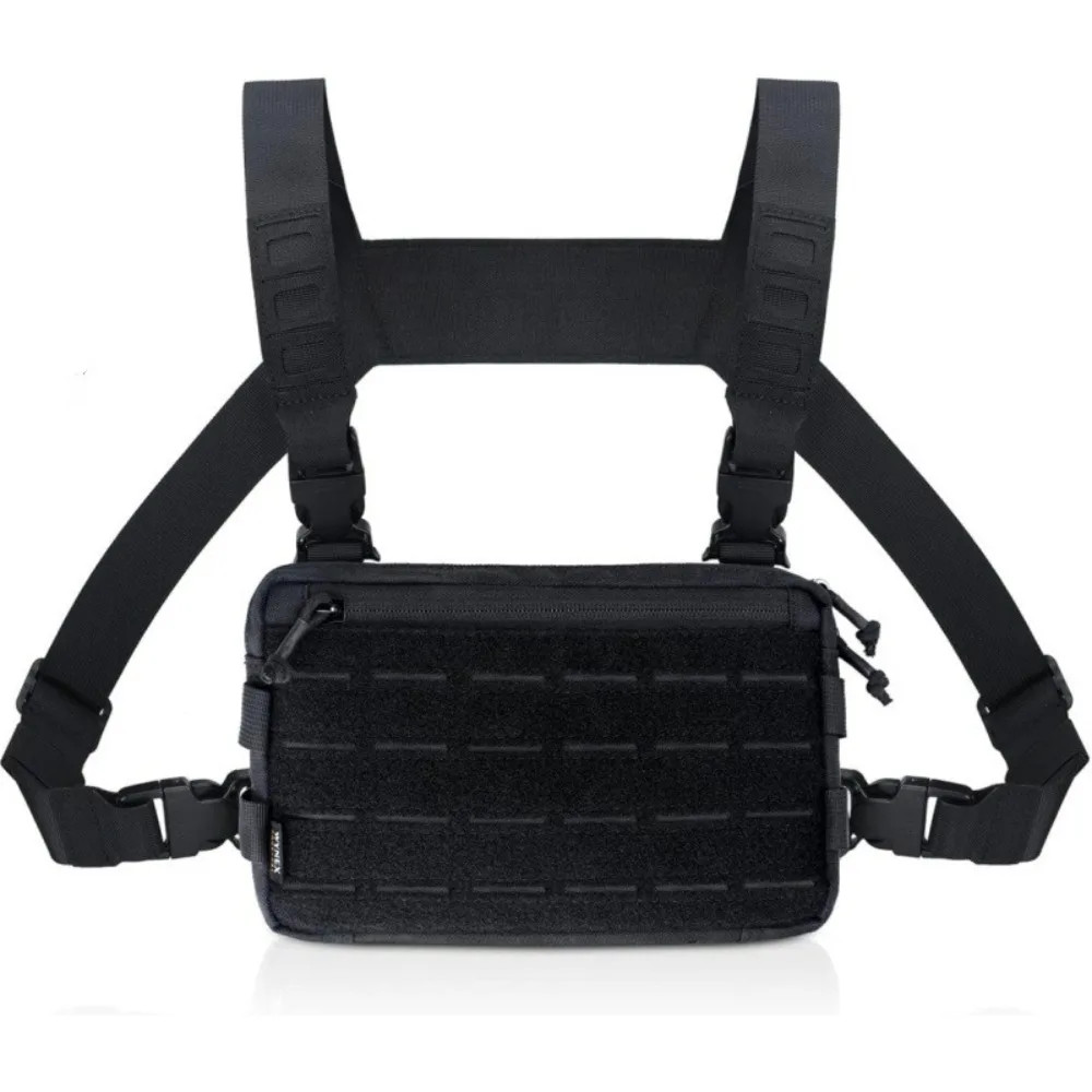 Fashion 1000D Nylon Men Chest Bag Reflective Strips EDC Vest Bag Multiple Pocket