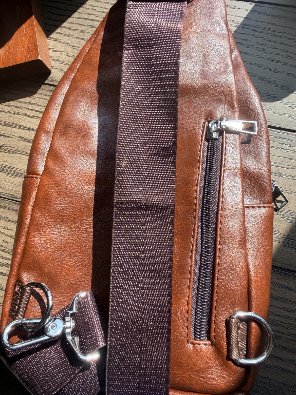 WEIXIER Men’s Brown Crossbody Sling Chest Bag, Adjustable Strap, Outer Pockets