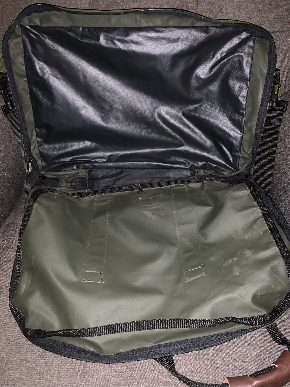 Orvis Messenger Bag Green/Brown Zip Crossbody Shoulder Strap Inner/Outer Pockets