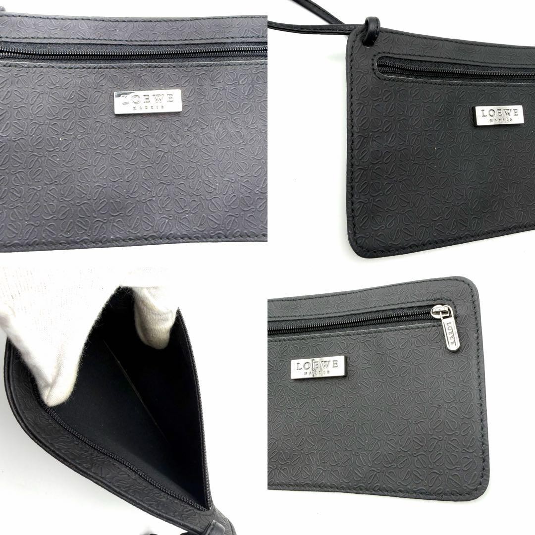 LOEWE Shoulder Bag Repeating Anagram with Pouch Leather Men Size 36x28cm
