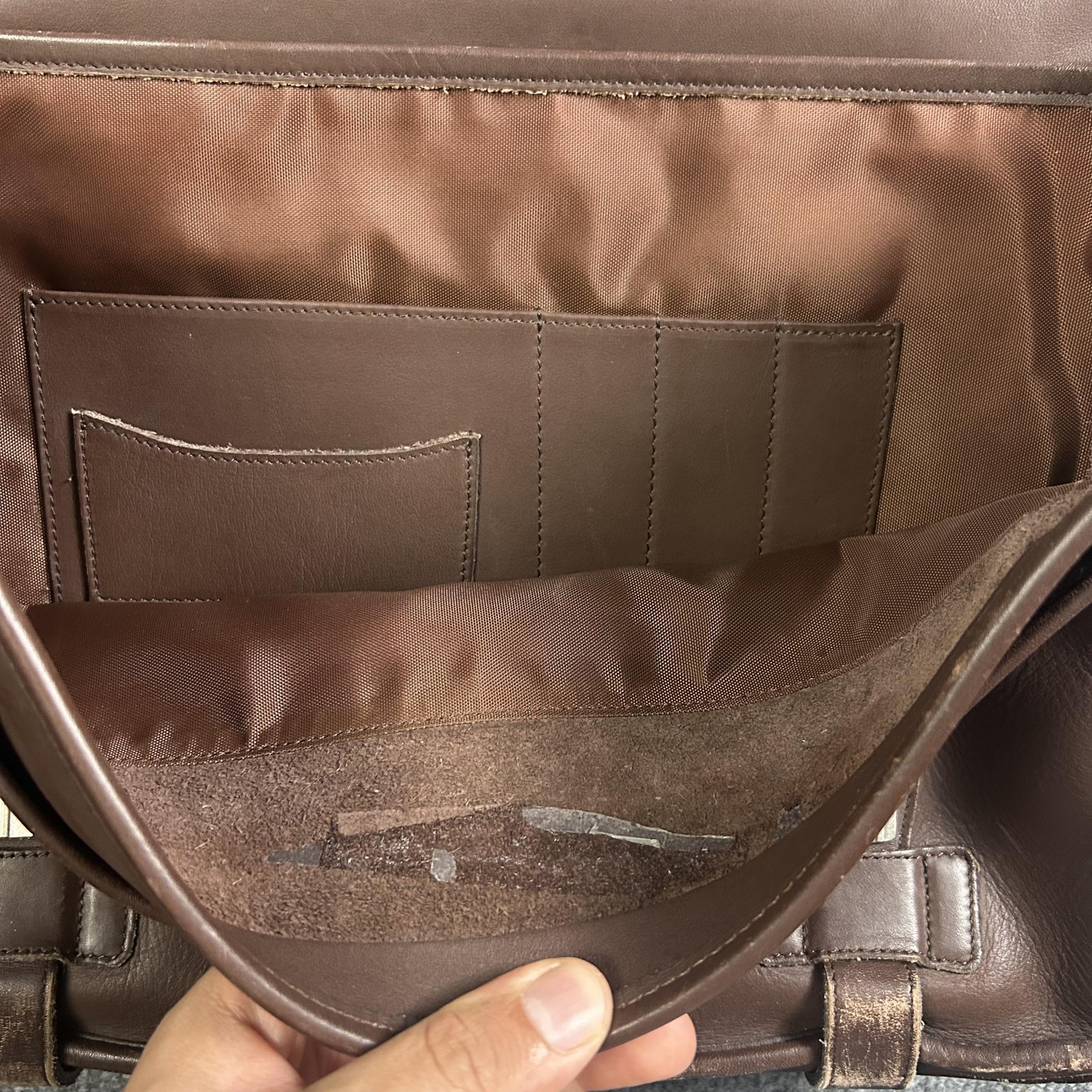 Coach Briefcase Bag Mens Large Brown Leather Push Lock Document Case G1S-5825