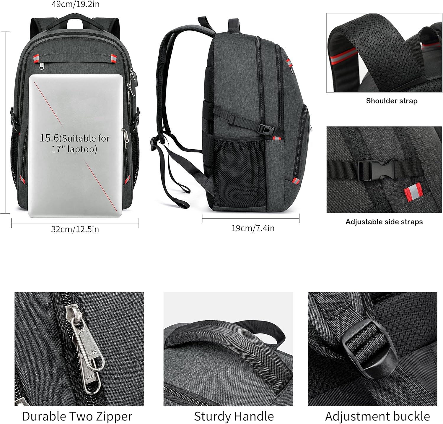 Backpack,Waterproof Large 17In Laptop Backpack for Trip School Work Bookbag Comp