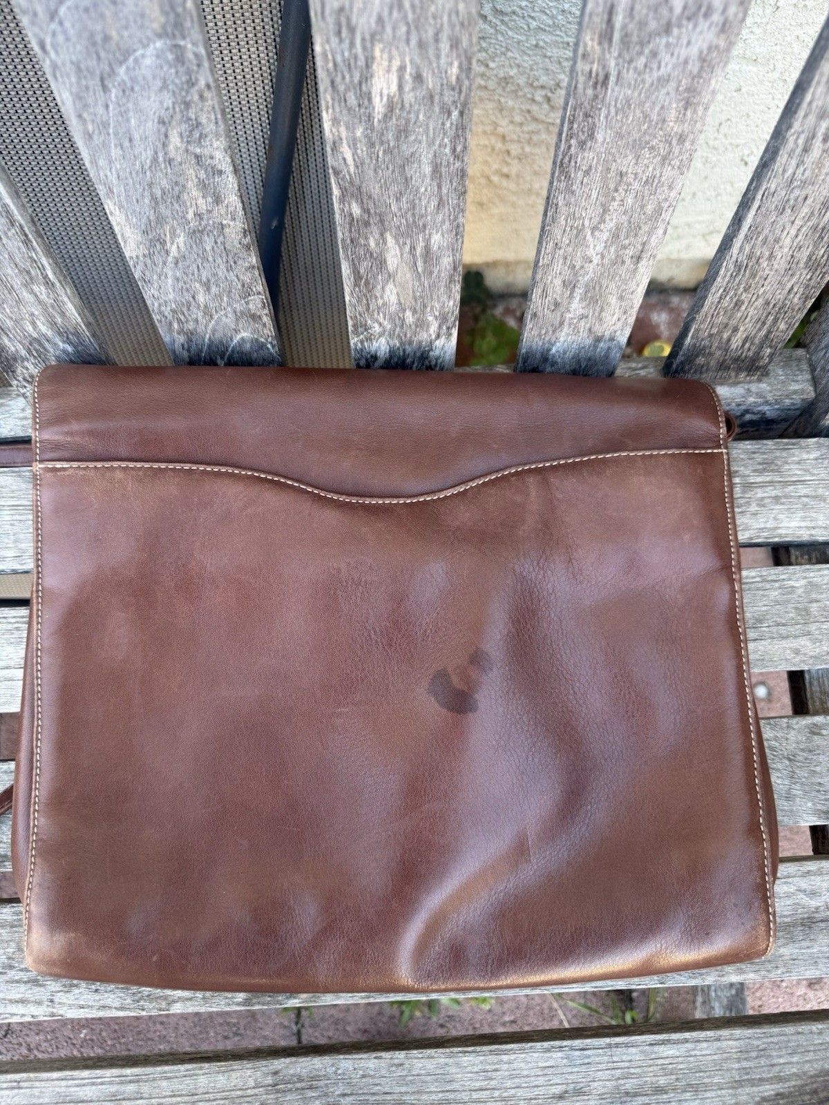 Susan Gail Brown Button Closure messenger bag purse crossbody Spain leather