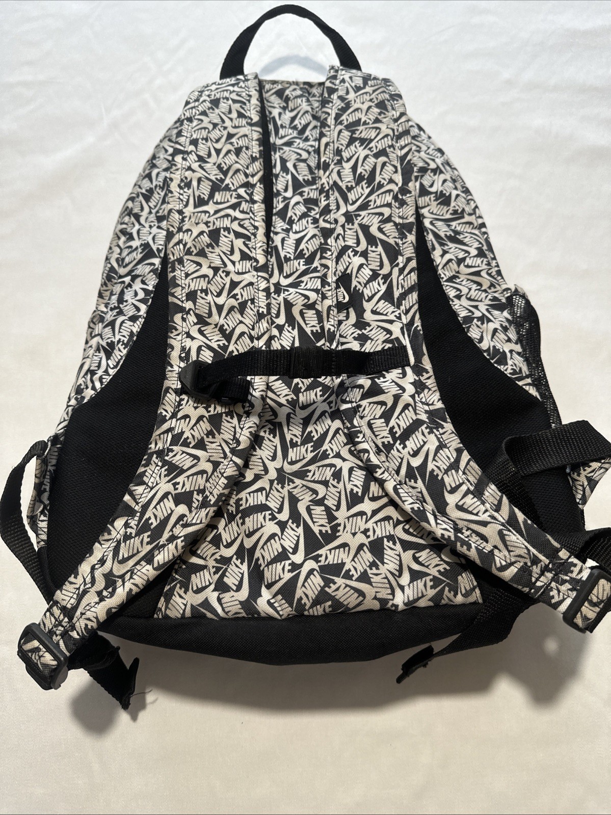 Nike Backpack Black White AOP Allover Big Logo Swoosh – SEE DESCRIPTION