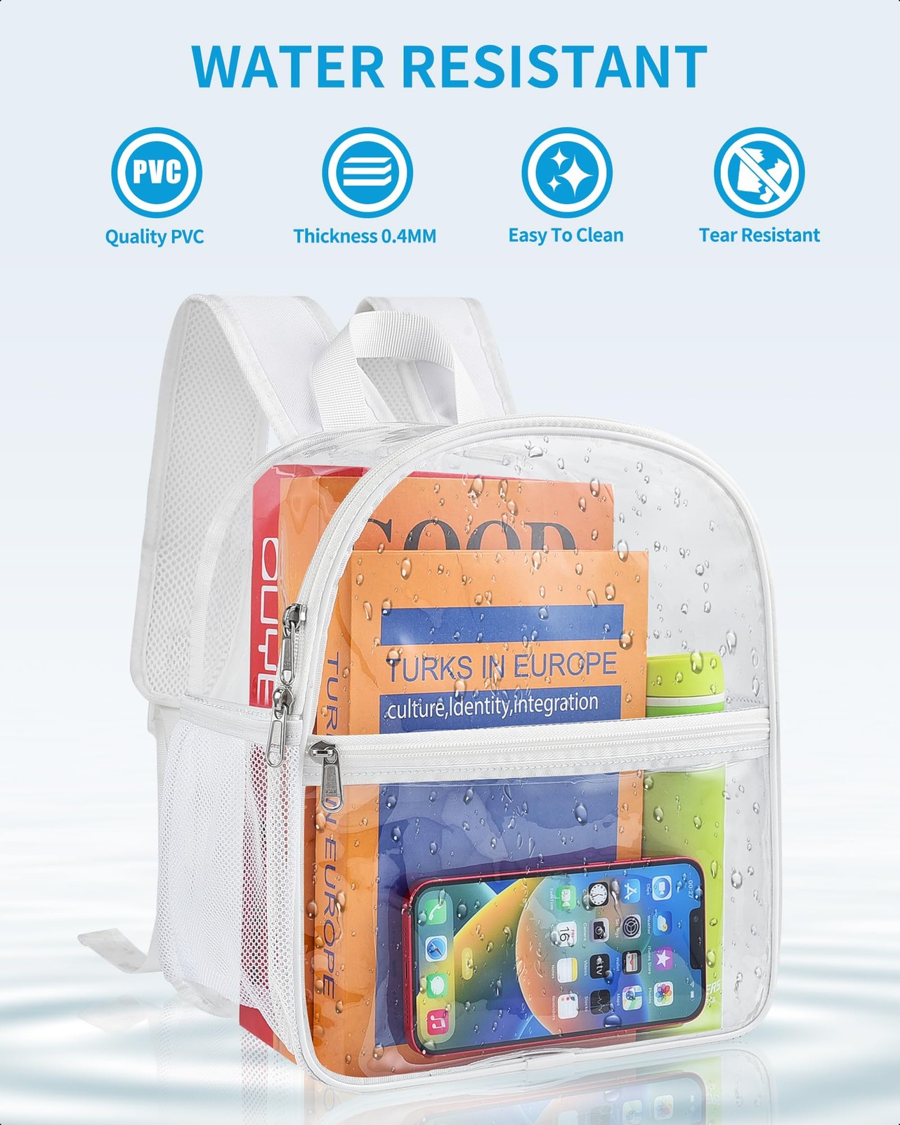 Clear Backpack Stadium Approved, 12×10.5×6 Inches Clear Bag