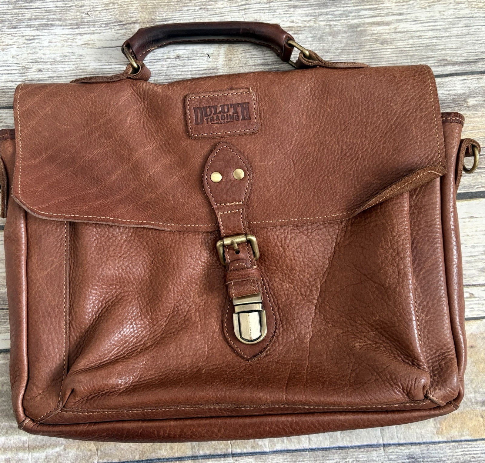 Duluth Lifetime Leather All-Business Briefcase Brown Leather