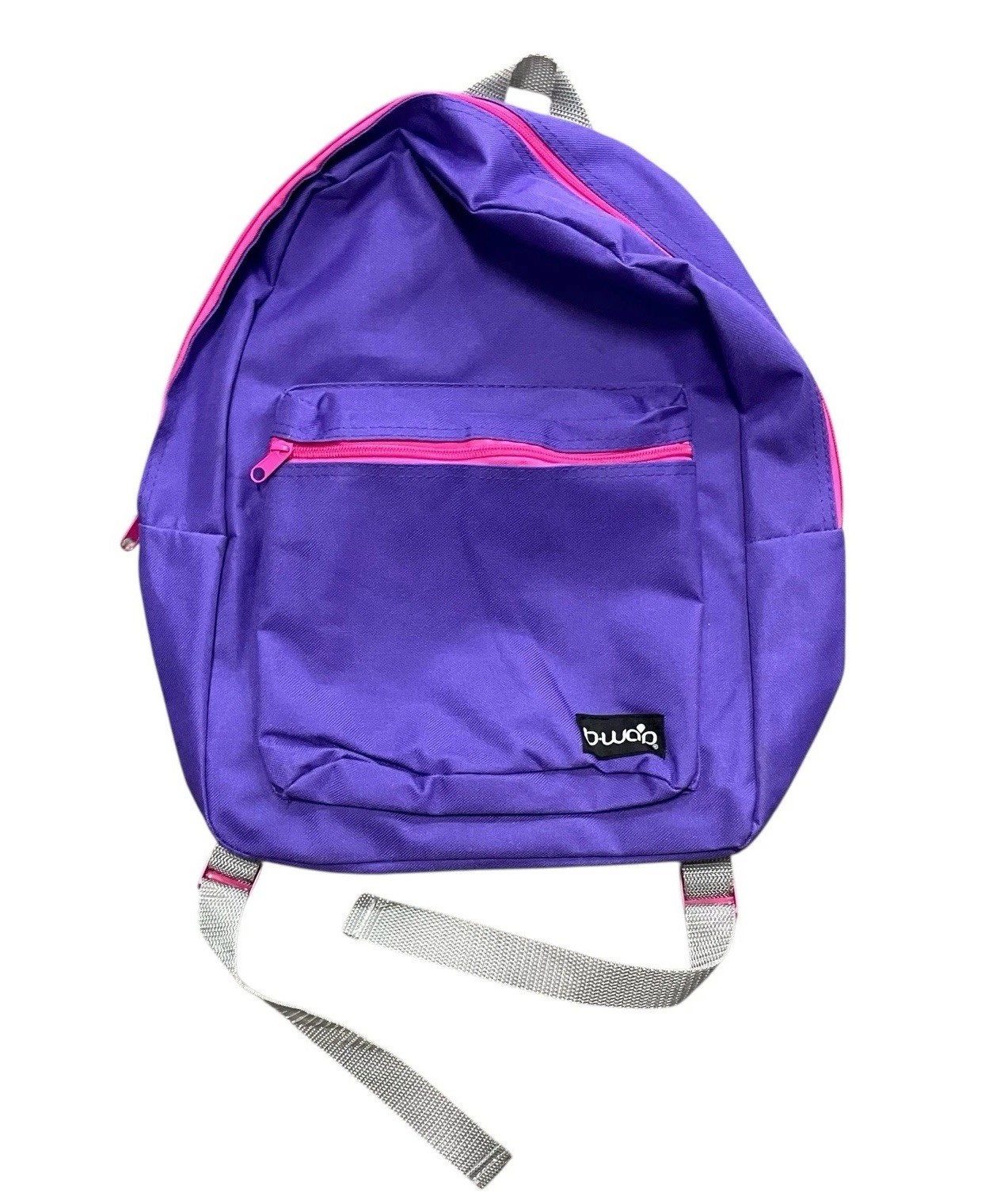 B-WAP Backpack Purple W/Pink Zipper Classic School Mini Bag 90s Retro Colorblock