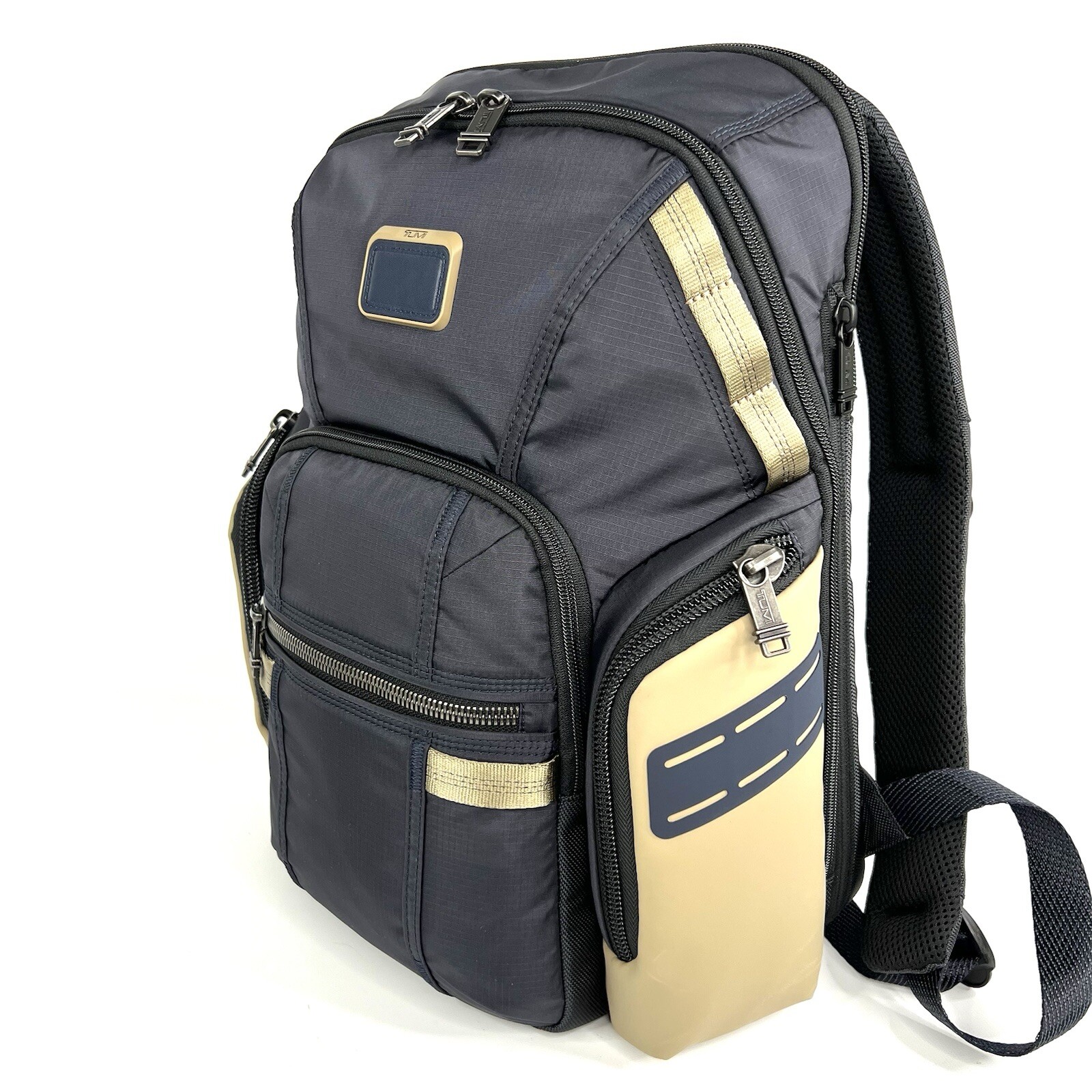 TUMI Navigation Backpack Laptop Business Bag Midnight Navy and Khaki EXPANDABLE