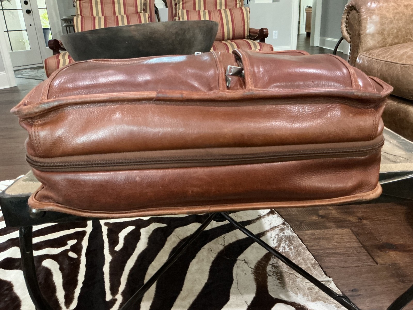WILSON LEATHER Brown Genuine Leather Briefcase Travel Bag Laptop Expanding VG ❤️