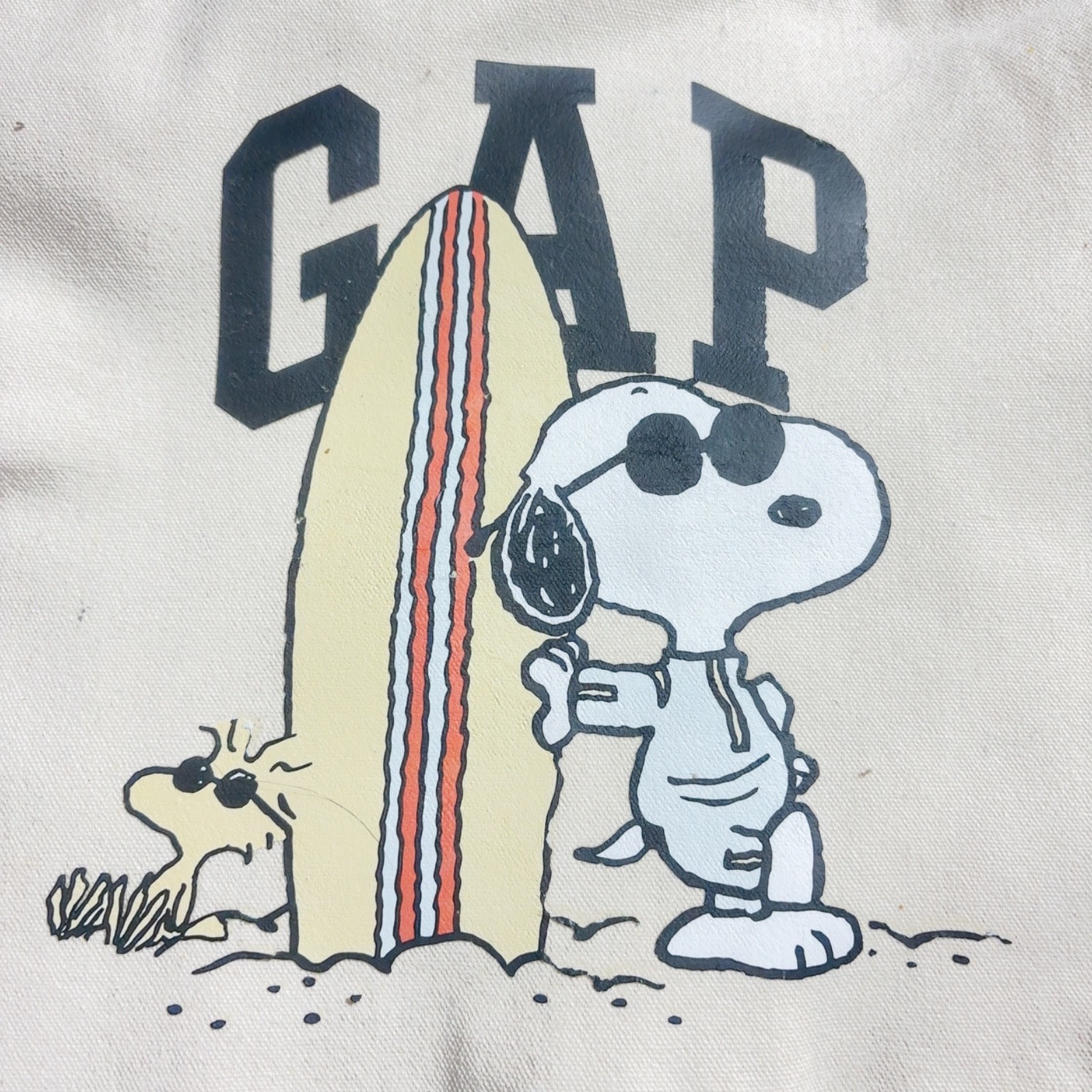 RARE 90s Vintage Peanuts Snoopy Canvas Tote Bag Made in Japan