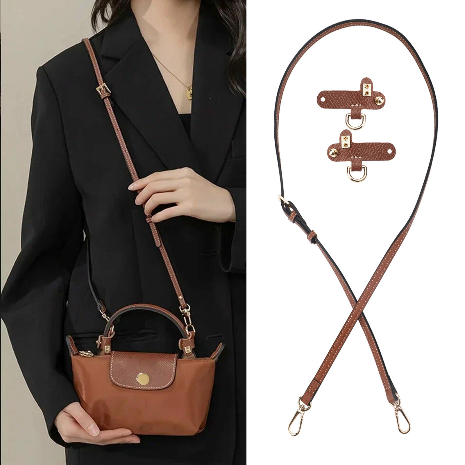 Replacement Crossbody Strap for Longchamp Bag, Adjustable Handbag Leather Handle