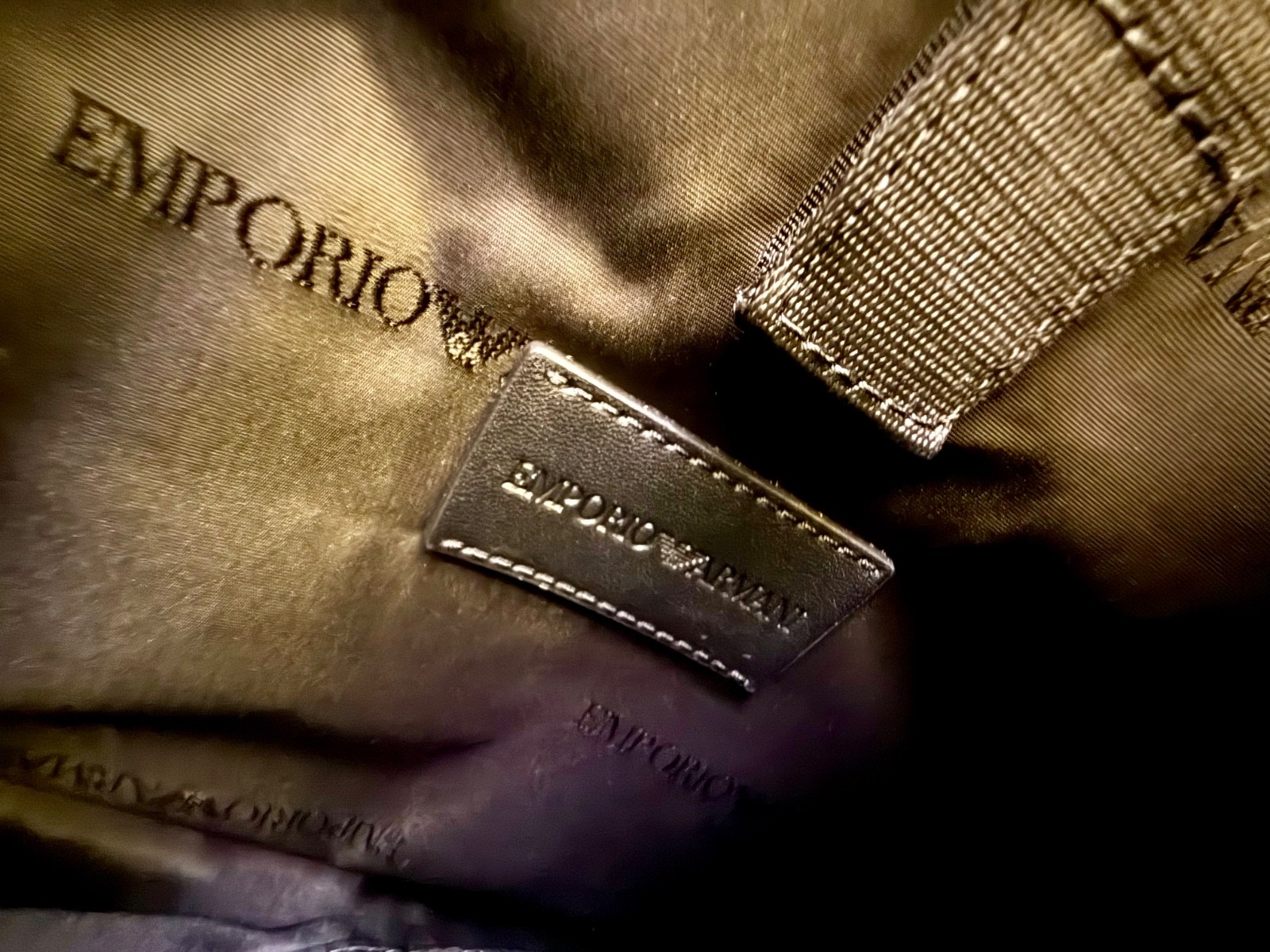 Emporio Armani Logo Messenger Bag in Nylon in Black