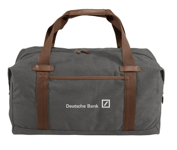 NWT 100% Authentic Deustche Bank NYC Deluxe Banker Duffle Bag Leather Canvas